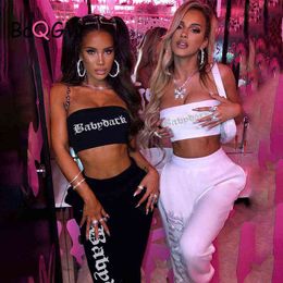 Women's Tracksuits BaQGW Summer Diamond Print Women Set White Strapless Crop Top and Pants Fashion Shining Two Piece Sets Sexy Black Outfit Party T220827