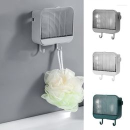 Soap Dishes Splash Proof Holder Box With Water Collector & Hanger Adhesive Wall Mounted Dish For Bathroom Kitchen Free