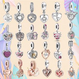 925 Silver bead fit Charms Pandora Charm Bracelet Dangle Love Heart Charm Family Mom Tree Of Life charmes ciondoli DIY Fine Beads Jewelry