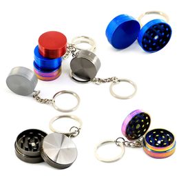 Mini Smoking Tools 1 Inch Key Chain Style Herb Grinders Metal Zinc Alloy Hand Herbal Crusher Accessories For Dab Rigs Glass Bongs