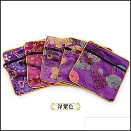 Storage Bags Hand Carry Pouch Restoring Ancient Ways Jewellery Bag Embroidery Chinese Style Zipper Square Brocade Bags Fact Carshop2006 Dhag1