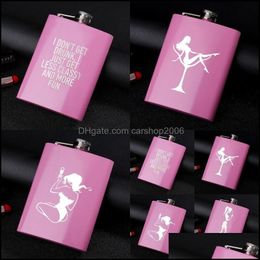 Hip Flasks 8Oz Stainless Steel Wine Pot Plum Red Metal Flask Modern Fashion Woman Travel Lady Drink Beauty Pattern Bottle Carshop2006 Dhrt6