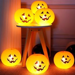 Other Event Party Supplies 5Pcs Led Light up Balloon Latex Pumpkin Balloons Halloween Party Decorations for Home Halloween Pumpkin Decor Outdoor indoor 220829