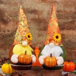 Other Event Party Supplies Autumn Decorations Plush Elf Dwarfs Dolls Halloween Gnome Dolls Pumpkin Sunflower Xmas Gifts Thanksgiving Decorations kids Toys 220829