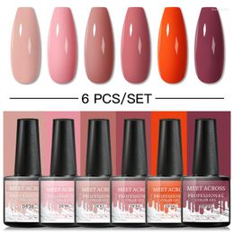 Nail Art Kits MEET ACROSS 4/6 Pcs Colour Gel Polish Set 60 Colours Semi Permanent UV Led Varnish Soak Off Lacquers Base Top Coat