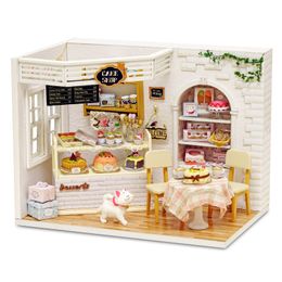 Architecture DIY House Cutebee Wodden Doll DIY Dollhouse Furniture Kit with LED Lights Toys Gifts for Children Birthday Cake Diary 220829