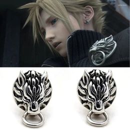 Dangle Earrings Cloud Wolf Stud Sterling Silver Final Fantasy