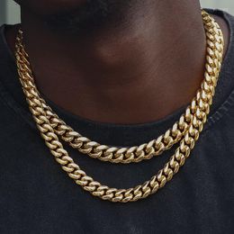 Chains 6mm-18mm Hip-Hop Golden Curb Cuban Link Chain Necklace For Men And Women Stainless Steel Bracelet Fashion Jewellery