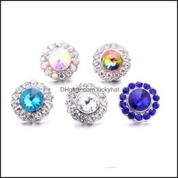 Clasps Hooks Rhinestone Clasps Chunk 18Mm Snap Button Radiant Zircon Flower Charms Bk For Snaps Diy Jewelry Findings S Dhseller2010 Dh2Nc
