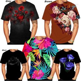 Mens T-Shirt Fashion Guitar 3D Print Pattern Creative Round Neck Casual Short Shirt Top 