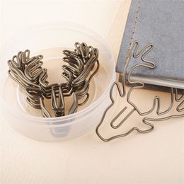 Home Vintage Bronze Deer Metal Paper Clips Bookmark Pin Korean Stationery Office Accessories Memo Clips 20220829 E3