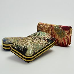 Wallets In 2022 The Nation Wind Double-sided Embroidery Peacock Pattern Long Hand Zero Wallet Zipper Purse