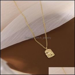 Pendant Necklaces Uneven Alloy Gold Square Charm Pendant Necklace Hip Hop For Women Link Fashion Jewellery Gift Punk Drop Dhseller2010 Dhikr