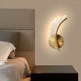 Wall Lamp Nordic Modern Art Bedside Feather Light Luxury Living Room Aisle Model Background Decoration