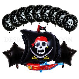 Other Event Party Supplies 13pcslot Cartoon Pirate Boat Aluminum Balloon Festival Party Decorative Balloon 18inch Skull balloon 32g latex baby shower 220829