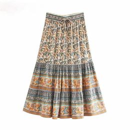 Юбки винтажные шикарные хиппи женщины цветочные павлины с печеночной печать
