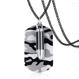 Pendant Necklaces Camouflage Tags & Trendy For Men Titanium Stainless Steel 60cm Chain Jewelry Cool Masculine Accessories