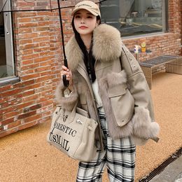 Womens Fur Faux Real Parka Winter Warm Coat White Duck Down Lined Lady Collar Fashion Style Clothing XM3644 220829