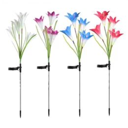 Solar Wall Lights LED Solar Lights Colorful Lily Garden Flower Decorative Lawn Lamp Home Garden IP65 Waterproof Fake Night Light