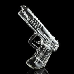 Transparent Guns Style Bubble Pyrex Glass Pipes Philtre Bong Smoking Tube Handmade Handpipe Bong Waterpipe Dry Herb Tobacco Bowl Oil Rigs Bubbler Holder DHL Free