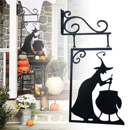 Other Event Party Supplies 1PC Halloween Decor Witch Shape Cast Iron Garden Corner Sign Mysterious Witch Statue Silhouette Witch Leaking Boiler Silhouettes 220829