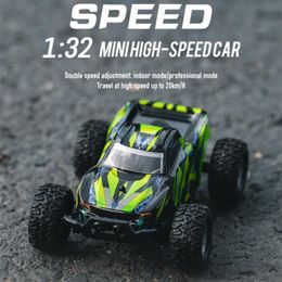 Electric RC Car 1 32 RC Racing 2 4GHz Mini Off load 20km h High speed Brushed Motor LED Light Remote Control Toy For Boys 220829