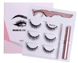 Natural Thick Magnetic Fake Eyelashes Soft & Vivid Reusable Handmade Magnets False Lashes None Glue Needed with Eyeliner Tweezer 5 Models DHL