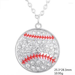 Pendant Necklaces Baseball Round Sports Necklace Men Women Team Jewellery Crystal Souvenirs 5pcs/lot Wholesale