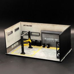 Architecture DIY House 1 64 Scale Garage Car Model Parking Repair Scene Workshop Lift Elevator for Vehicle Simulation Accessories Background 220829