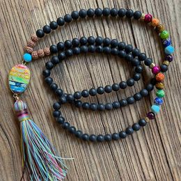 Pendant Necklaces 7 Chakras Imperial Stone Colourful Tassels Bead Necklace Women Girl Healing Natural Onyx Yoga Nekclace Bijoux