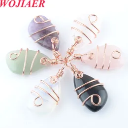 Natural Stone Amethysts Pendant Geometre Opal Rose Gold Wire Wrap Link Chain Necklaces for Women Jewellery Gifts BO915
