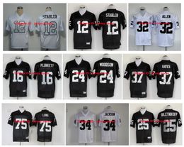 Throwback Raideres Football Jersey Bo Jackson Oaklands Charles Woodson Jack Tatum Marcus Allen Ken Stabler Jim Plunkett Ronnie Lott Long Lyle Alzado Tim Brown