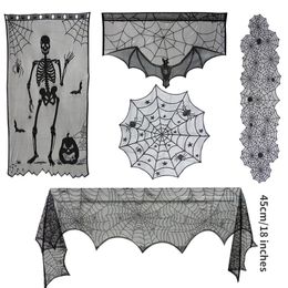 Other Event Party Supplies Halloween Decorations for Home Lace Spider Web Tablecloths Skull Scarves Curtains Horror House Halloween Party Decor Supplies 220829