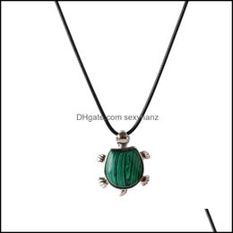 Pendant Necklaces Natural Red Carnelian Turtle Crystal Pendant Women Charka Healing Tortoise Jewelry Necklace 18" For Pa Dhseller2010 Dhbnm