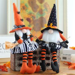Other Event Party Supplies Halloween Faceless Doll Creative Long Legs Dwarf Witch Hat Doll Home Halloween Desktop Decoration Ornaments 220829