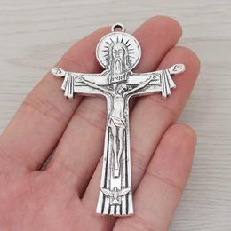 Pendant Necklaces 3 X Metal Jesus Christian Cross Crucifix Charms For Necklace Jewelry Making Findings 77x50mm