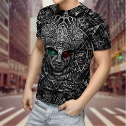 Y2k Aztec Tattoo 3D Print T-Shirt | Street Fashion Short Sleeve Tshirt For Men | Round Neck Sportswear Y2k Shirt Y2k Clothe 80A