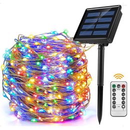 Strings 7M 12M Remote Control LED Solar Powered String Lights Waterproof Christmas Fairy Light For Garden Patio Yard Wedding Party Decor