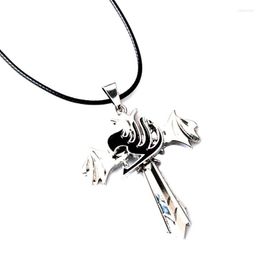 womens costume jewelry UK - Pendant Necklaces Japanese Anime Fairy Tail Necklace Accessories Rotatable Cross Alloy Chains For Men Women Cosplay Jewelry Wholesale