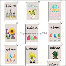 Banner Flags Summer Garden Flag Fruit Gnomes Double Size Printed Flax Outdoor Decorative Hanging Welcome Season Banner 32 Carshop2006 Dhuxt