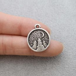Pendant Necklaces 10pcs Night Pine Tree Moon Adventure Charm For Woman Man Gift Jewellery