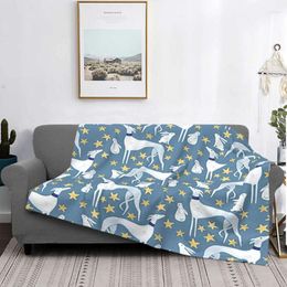 Blankets Greyhound Whippet Sighthound Dog Blanket Sofa Cover Flannel Autumn/Winter Cartoon Warm Throw For Car Bedspreads