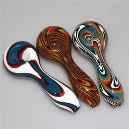 Glass Oil Burner Pipes 4 inch Smoking Tobacco Pipe Spoon Hand Blown Pipe Silicone bong bubbler ash cacther