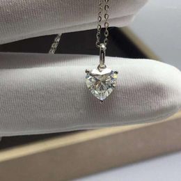 Pendants Silver 925 Original Diamond Test Past Brilliant Cut 1-2 D Color Moissanite Heart Wedding Pendant Necklace Gemstone Jewelry