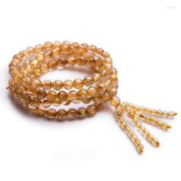 Strand Genuine Natural Gold Rutilated Quartz For Women Men Powerful Gem Stone Crystal Round Bead Bracelet 6mm