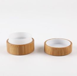 100pcs Container bottle 10g Natural Bamboo Cream Jar Lid Bamboo Cosmetic Packaging With Plastic PP Inner Empty Container