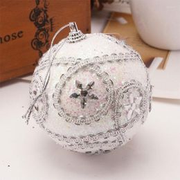 Party Decoration 8cm Christmas Ball Ornaments Sticking Drill Glitter For Xmas Tree Decor Merry 2022 J1G1