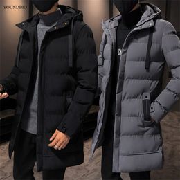 Mens Down Parkas Men Jacket Casual Fashion MidLength Trendy Jacket Warm and Windproof HighValue Motorcycle Hooded CottonPadded Jacket 220829