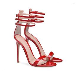 Sandals Women's Sandal Buckle Strap Sexy High Heels Open Toe Thin Heel Gladiator Women Red Fashion Summer Shoes Sandalias Mujer