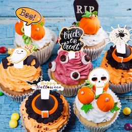 Other Event Party Supplies 16pc Halloween Cupcake Decoration Cake Border Ghost Festival Pumpkin Skull Cake Topper Kids Happy Halloween Party Cake Supplies 220829